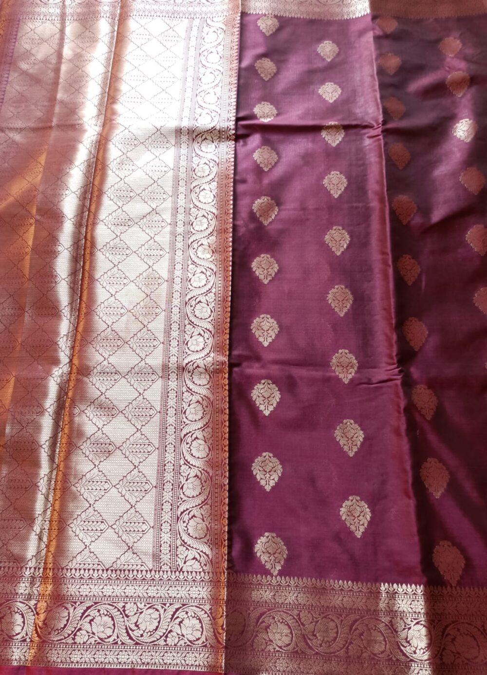 Cofee Colour Semi Katan Banarasi Saree with Blouse piece - Image 3